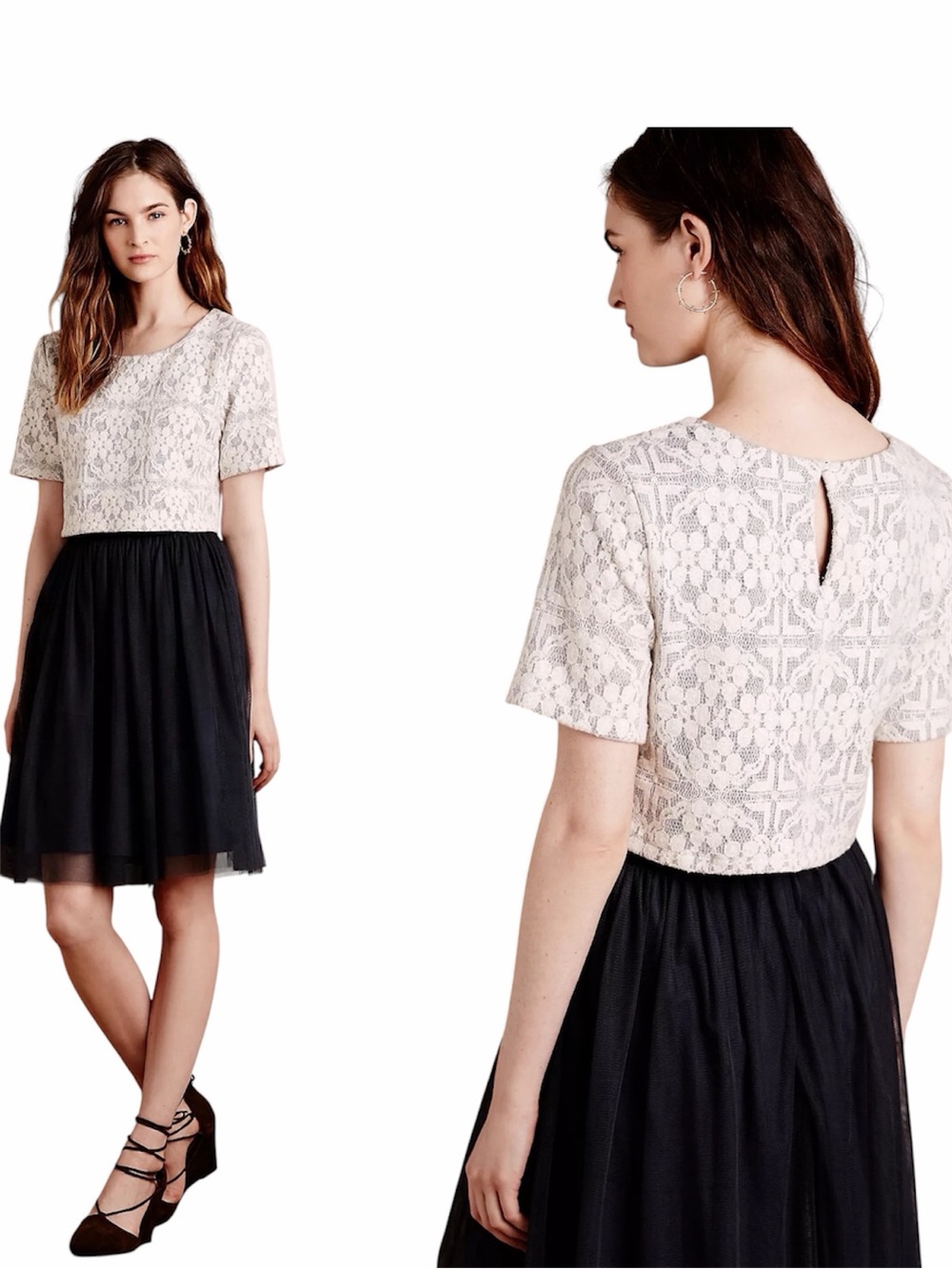 ANTHROPOLOGIE NWT Weston Laced Tulle Midi Wedding Guest Small